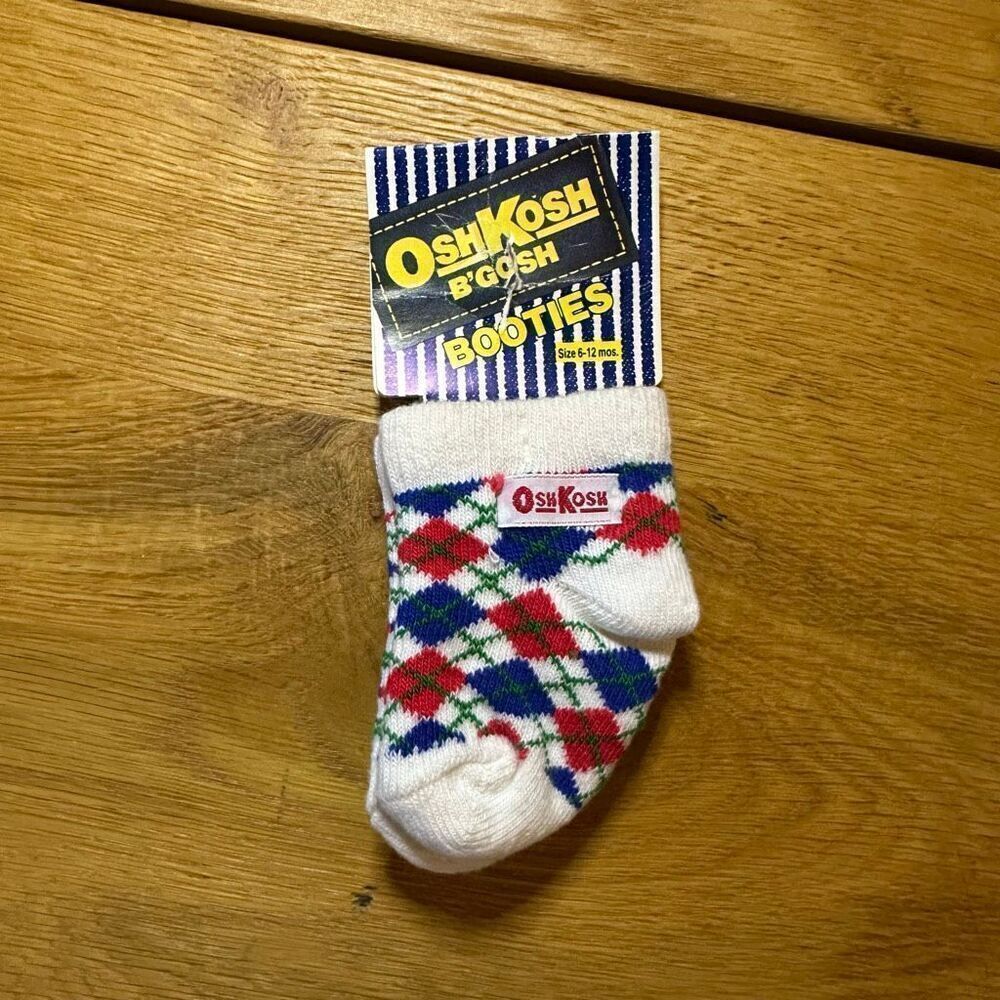 OshKosh B’Gosh Baby Booties Socks | Size 6–12 Months | Vintage Plaid | NWT